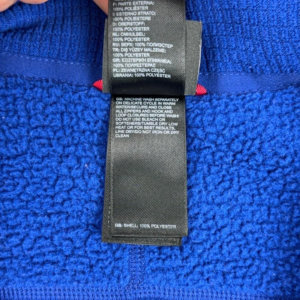 The North Face Fleece Mens 2XL Blue Grid Waffle Knit 1/4 Zip Pullover Outdoor